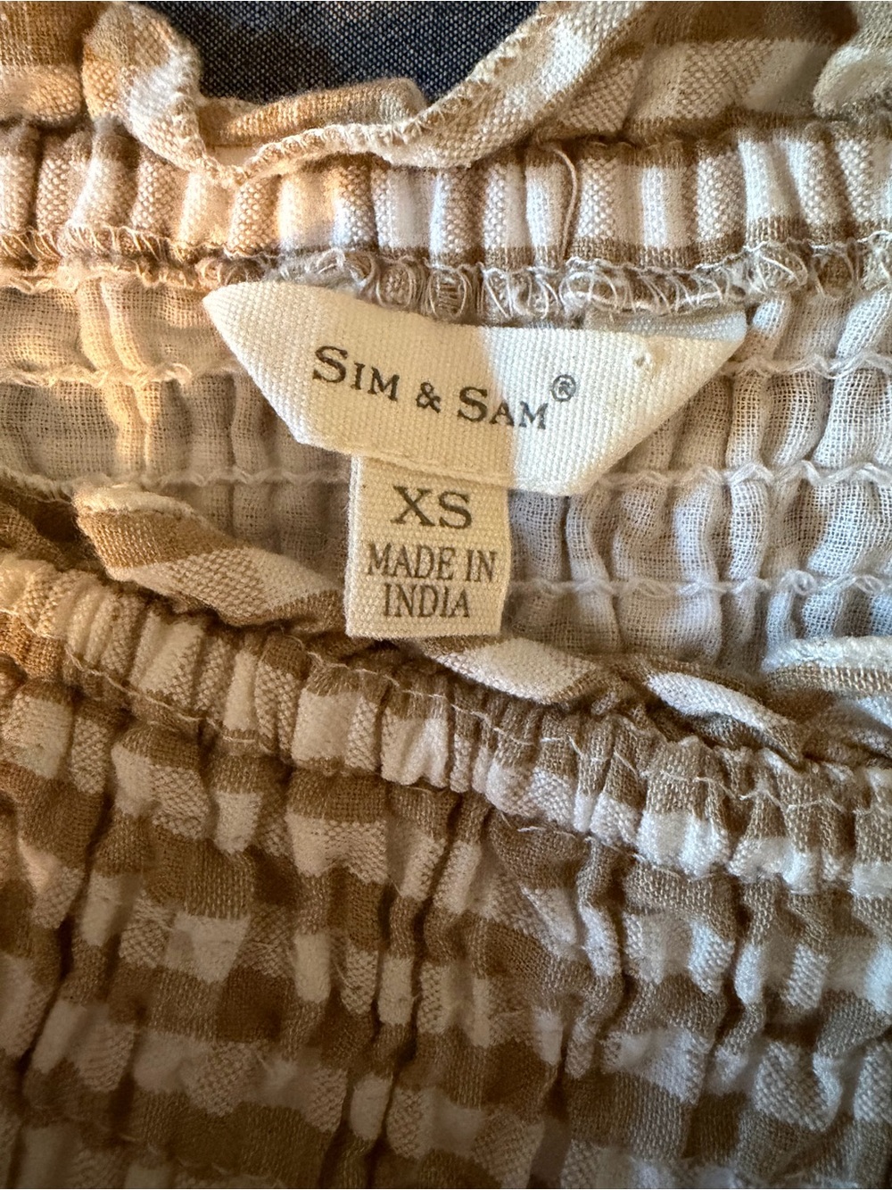 Sim & Sam Gingham Strapless Maxi Dress in Beige & White Checkered Size Xtra S - Picture 9 of 9